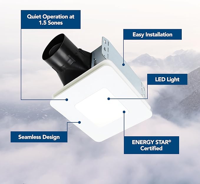 Broan-NuTone Bathroom Exhaust Fan with LED light – Easy Retrofit Without Attic Access, Quiet 1.5 Sones, Effective Ventilation at 80 CFM ENERGY STAR Certified Moisture and Odor Control - Image 2