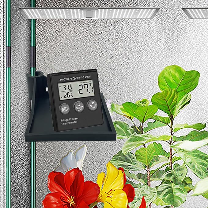 4 PCS Grow Tent Corner Shelf,16 mm Grow Tent Accessories,White Grow Tent Shelves for Place The Hygrometer Camera and Planting Equipment Black/White (Black/4PCS) - Image 2