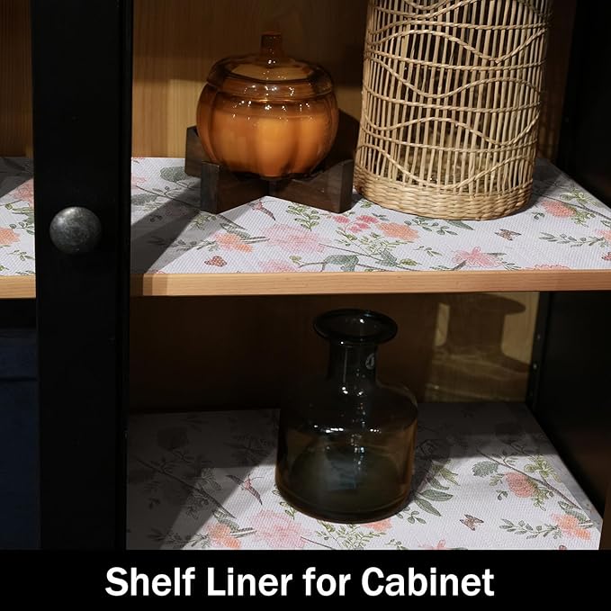 Bird Floral Shelf Liners Non Adhesive and Strong Non-Slip Shelf and Drawer Liners for Kitchen Cabinet Wire Fridge, Waterproof Shelf Drawer Liner,Easy to Clean,12IN x 10FT - Image 7