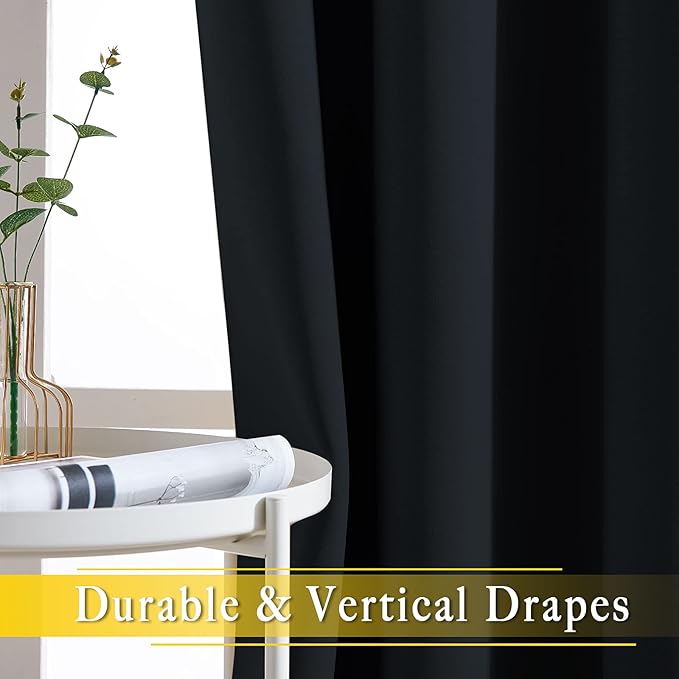 NICETOWN Blackout Curtain for Sliding Glass Door, Grommet Top Thermal Insulated Weighted Wide Drapes/Draperies for Bedroom/Living Room (Black, 80 by 95 inches, 1 Panel) - Image 6
