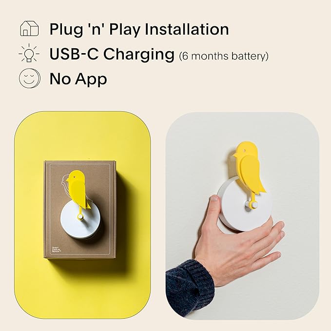 Birdie 2.0 - Design Indoor CO2 Monitor - Air Quality Meter for Home & Office - Modern Interior Decor -Visual Air Quality Sensor for Fresh Air - Wall Mounted -Swiss Sensor Technology-Yellow, FullBirdie - Image 5