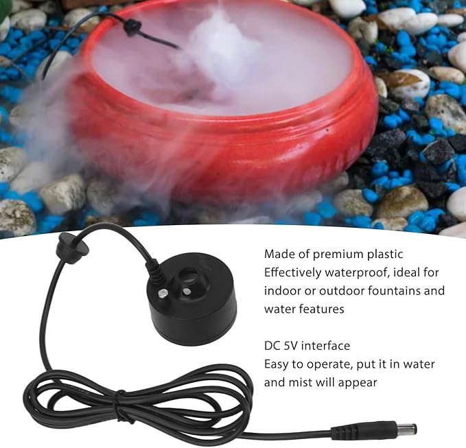 Mist Maker for Halloween Decor, DC 5V Plastic Humidifier for Garden Pond Fish Indoor Outdoor - Image 5