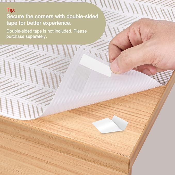 Glotoch Shelf Liners for Kitchen Cabinets, 12in x 20FT Non-Adhesive Liners for Shelves,Non Slip Waterproof Contact Paper for Drawers Pantry EVA Wire Shelf, White and Beige Herringbone - Image 6