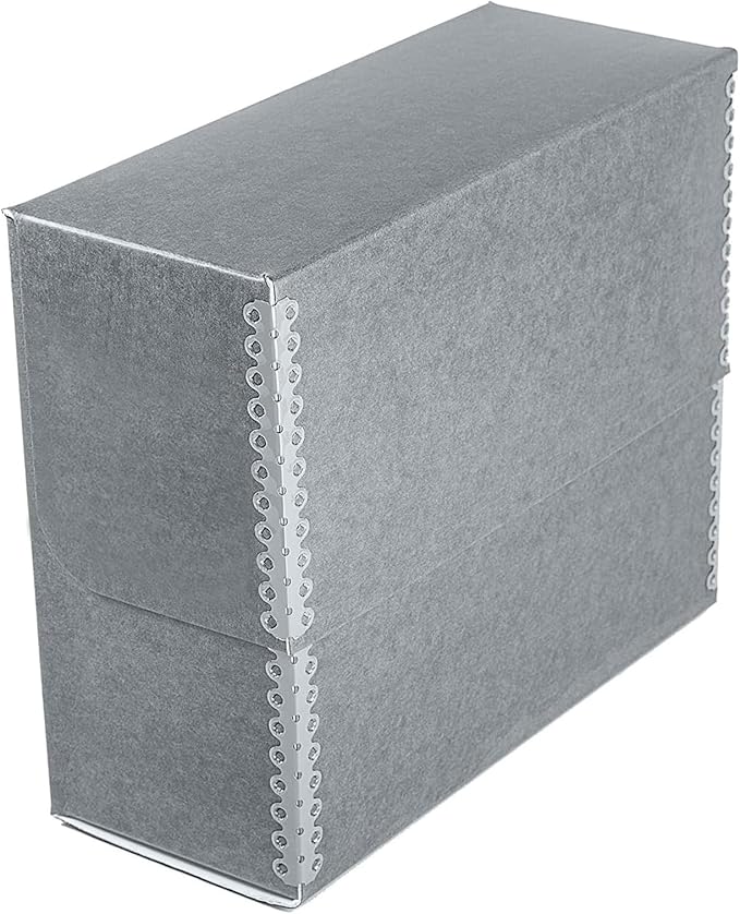 Lineco Archival Document Storage Box with Metal Edge, Acid-Free Gray Boxboard, Organize and Store Files, Prints, Photos, Jumbo-Sized Case 15.5" x 12.5" x 5" Wide by Lineco