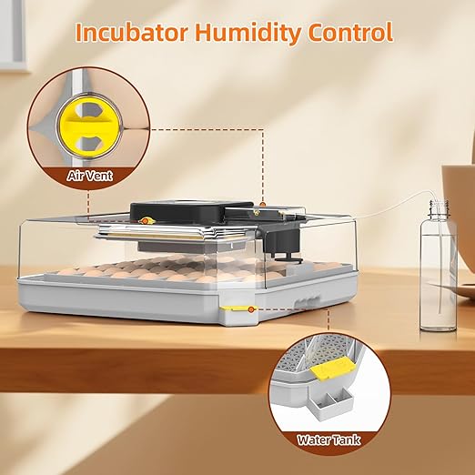 Incubators for Hatching Eggs, 48 Egg Incubator with Automatic Egg Turning and Humidity Control, Incubator for Chicken Eggs with Temperature Control, Egg Candler, External Water Bottle Refill - Image 4
