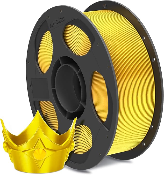 ANYCUBIC Silk Christmas Filament for Christmas Gifts and Decorations, Clog-Free Shiny 3D Printer PLA Filament 1.75mm Dimensional Accuracy +/- 0.02mm, 1KG Reusable Spool (2.2 lbs), Silk Shiny Gold by ANYCUBIC
