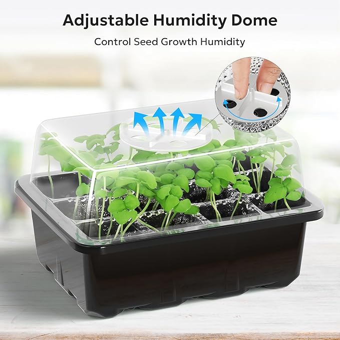 MIXC 10 Packs Seed Starter Tray Seed Starter Kit with Humidity Dome (120 Cells Total Tray) Seed Starting Trays Plant Starter Kit and Base Mini Greenhouse Germination Kit for Seeds Growing Starting - Image 3