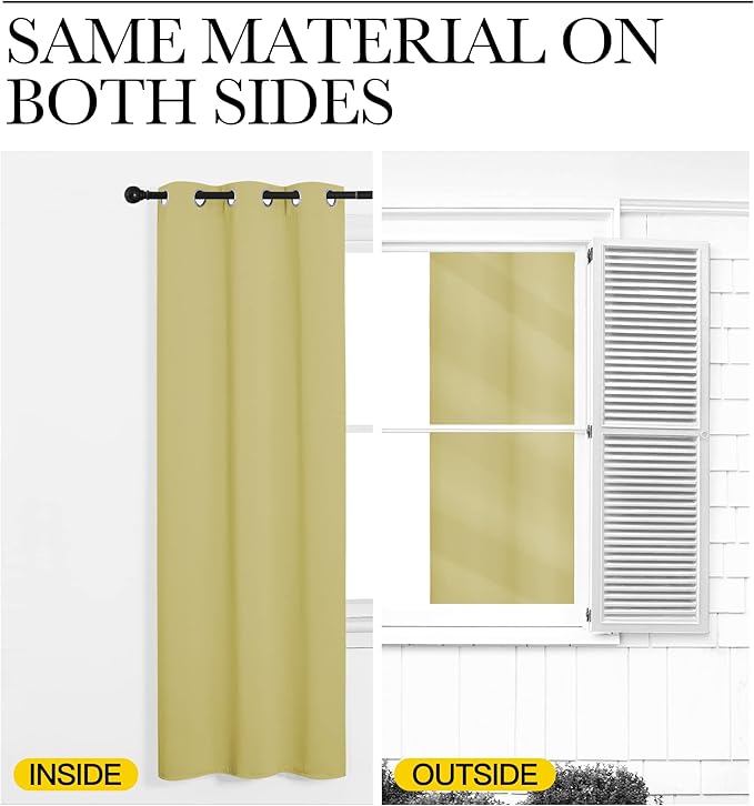 NICETOWN Paler Yellow Blackout Curtain 86" Length, W55 x L86 Inch, 8 Grommets Top, 1 Piece, Thermal Insulated Modern Window Treatment Soundproof Drape Panel for Bedroom/Living Room - Image 5