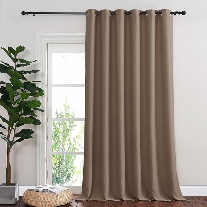 NICETOWN Blackout Curtain for Sliding Door, Grommet Top Thermal Insulated Bedroom Window Curtain Sound Dampening Drape for Patio Door/French Door (Cappuccino, 1 Panel, 80" W x 90" L) by NICETOWN