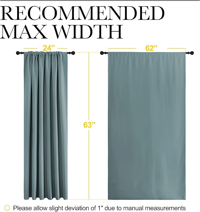 NICETOWN Greyish Blue Blackout Curtains Panels for Window, Thermal Insulated Rod Pocket Blackout Drapes/Draperies for Living Room (2 Panels, W62 x L63 inches) - Image 7