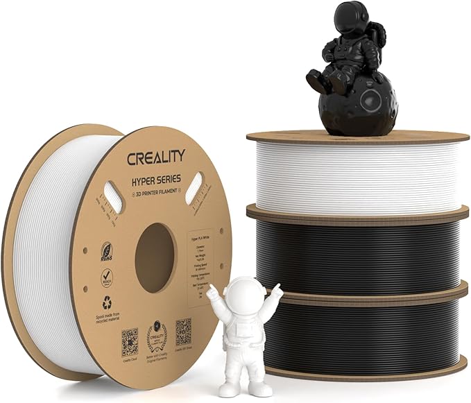 Creality Hyper PLA Filament 1.75mm, 30-600mm/s High Speed 3D Printer Filament, Dimensional Accuracy +/-0.02mm, Fit Most FDM 3D Printers, 4 Pack 1kg Spool(2.2lbs), Black & White by Creality