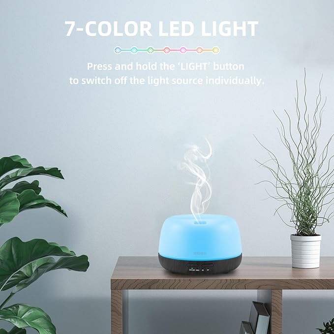 300ML Essential Oil Diffuser with Remote Control, Aromatherapy Diffuser with 7-Color Changing LED Light for Small Rooms, Bedroom, and Home - Image 6