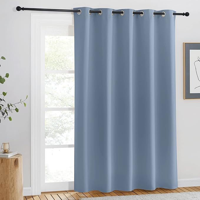 NICETOWN Blackout Curtains for Windows 84 inch Long - Window Treatment Thermal Insulated Solid Grommet Room Darkening Drapes for Bedroom/Living Room (Stone Blue, 1 Panel, W66 x L84) by NICETOWN