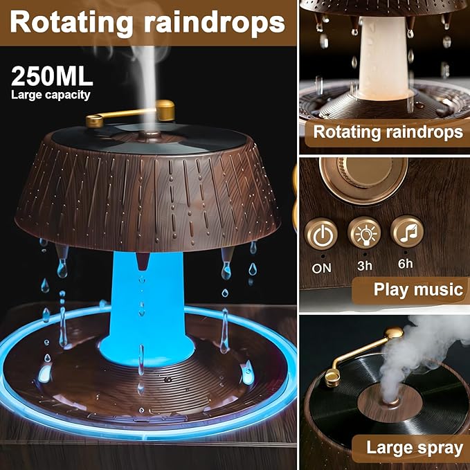Morbou Raindrop Aroma Diffuser Room Humidifier with White Noise, 7-Color Air Mist Essential Oil Diffuser Sleep Sounds Aroma Rain Drop, with Remote Control Extra 2 Essential Oils - Image 5