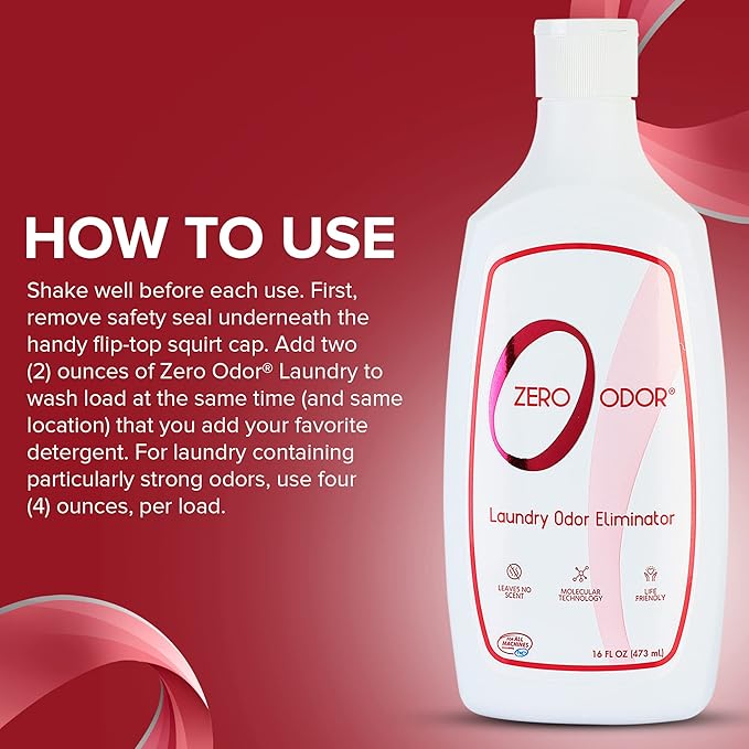 Zero Odor – Laundry Odor Eliminator - Permanently Eliminate laundry Odor – Patented Molecular Technology Best For Clothes, Towels & Linens, Shoes, Bags, Etc. - rinse and refresh Again, 16oz - Image 8