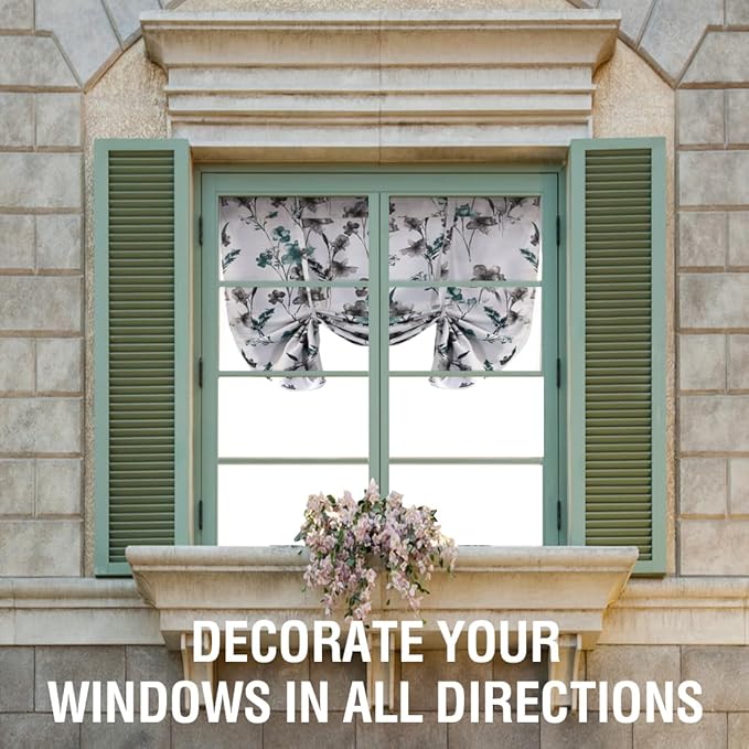H.VERSAILTEX Tie Up Curtain Double Sided Cattleya Floral Printed Window Valance Balloon Roman Curtain, Rod Pocket 1-Pack, Reversible in Blue/Teal, W 42 x L 36 - Image 8