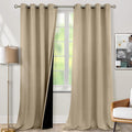 BGment Thermal Insulated 100% Blackout Curtains for Bedroom with Black Liner, Double Layer Full Room Darkening Noise Reducing Grommet Curtain (52 x 108 Inch, Sand, 2 Panels) by BGment