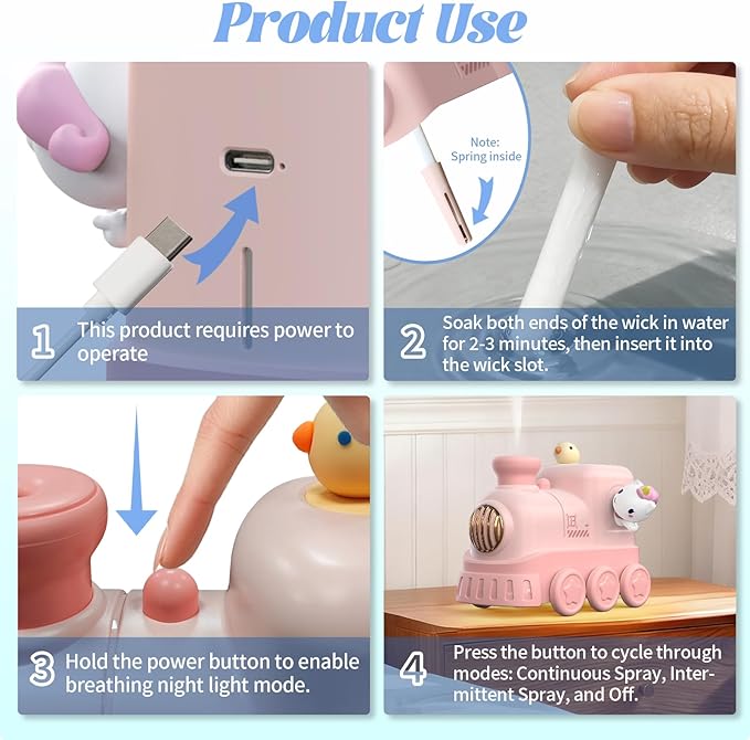 Portable Mini Humidifier,300ml USB Desktop Personal Cool Mist Small Humidifiers,2 Mist Modes,Auto Shut-Off,Mute for Bedroom/Home/Nursery/Office,Cute Mini Humidifier With Night Light (Green) - Image 3