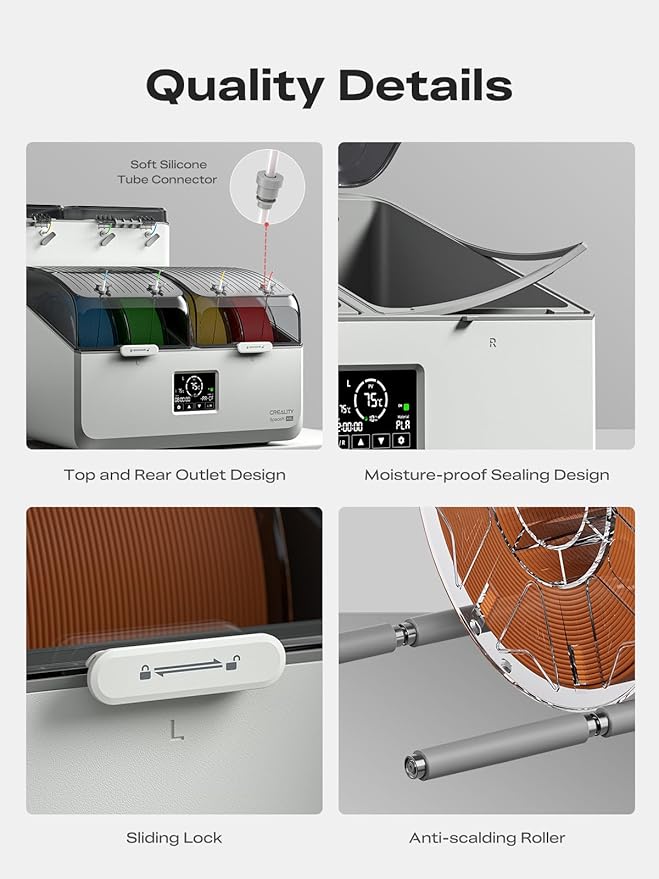 Creality Space Pi X4L Filament Dryer Box, Dual Independent Chambers, 4 Spool Capacity, 75°C High-Temp Drying, Smart Energy-Saving Mode,3D Printer Filament Dehydrator for PLA, PETG, ABS, TPU, PA, Nylon - Image 9