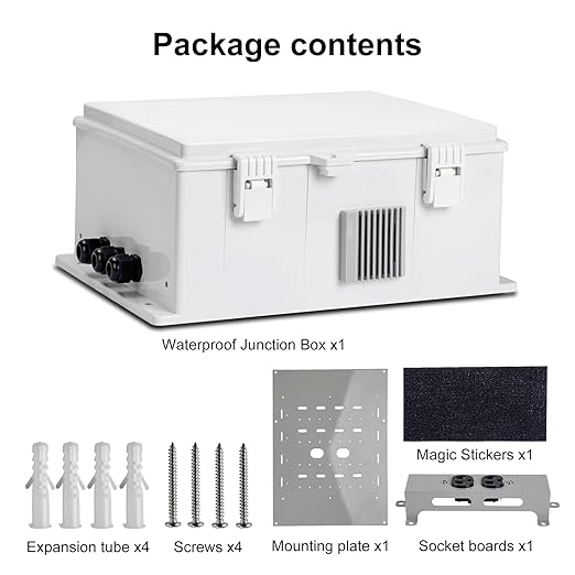 Outdoor Electrical Junction Box, ABS Water Resistant Enclosure with Internal Mounting Panel & Hinged Cover (13" H* 9.2" L* 4.6" W & Outlet) - Image 7