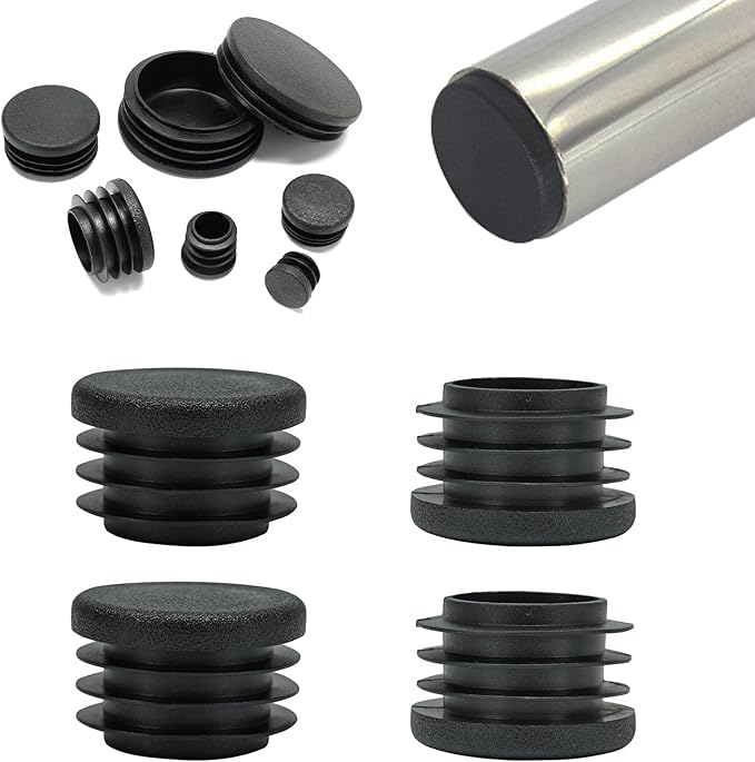 1-1/4" (32mm) Plastic Hole Plugs Black -Round Chair Leg Caps, Flush Mount Pipe Plugs, Tubing End Caps for Metal&Wood Legs Tube, Outdoor Furniture Feet caps & Table Plastic Plugs, 4 PCS by EASYEAH