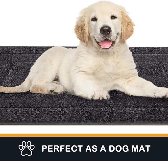 PURRUGS Dirt Trapping Door Mat 32" x 70", Non-Slip/Skid Machine Washable Entryway Rug, Dog Doormat, Super Absorbent Welcome Mat for Muddy Wet Shoes and Paws, Charcoal - Image 4
