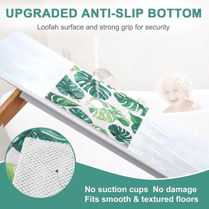 Square Shower Mat Non Slip: 32x32 Inch Extra Large Shower Mats for Inside Shower, Anti Slip Shower Floor Mat, Loofah Shower Stall Mats for Elderly, Non Slip Shower Mat with Drain Hole in Middle - Image 3
