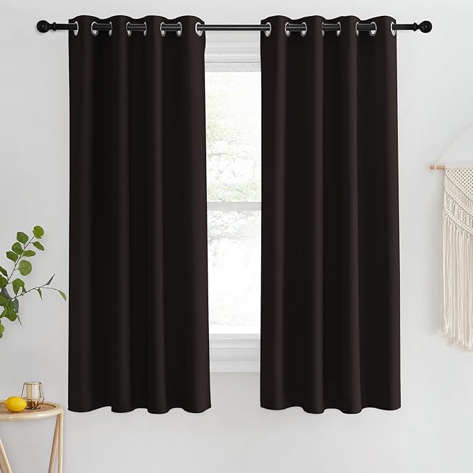 NICETOWN Blackout Short Curtain 63 inches Long for Windows, Thermal Insulated Curtain Grommet Room Darkening Window Treatment for Bedroom/Living Room, 1 Panel, W46 x L63, Toffee Brown by NICETOWN