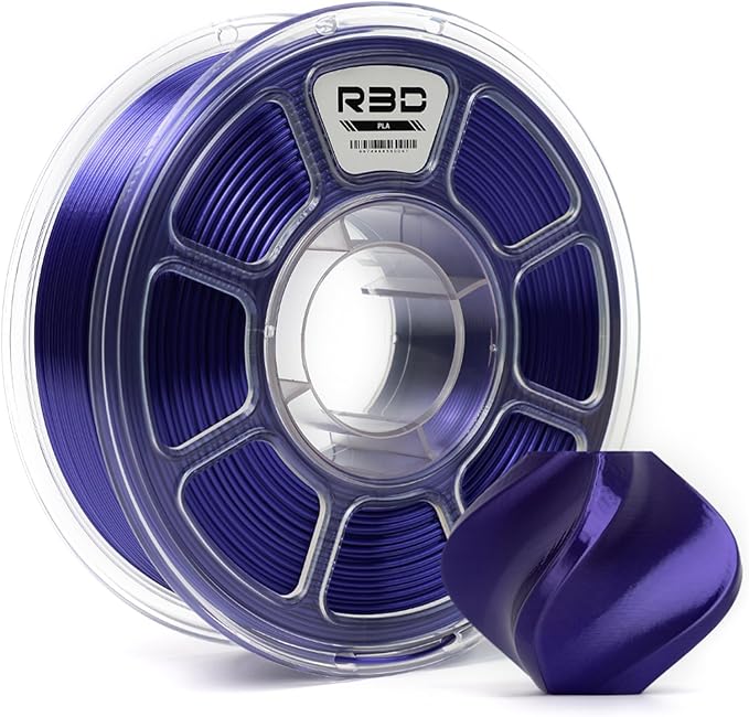 R3D PLA Filament 1.75mm, 0-370 mm/s High Speed PLA Printing, Dimensional Accuracy +/- 0.02mm, 1KG (2.2lbs) Clear Plastic Spool 3D Printer Filament (Silk Purple) by R3D