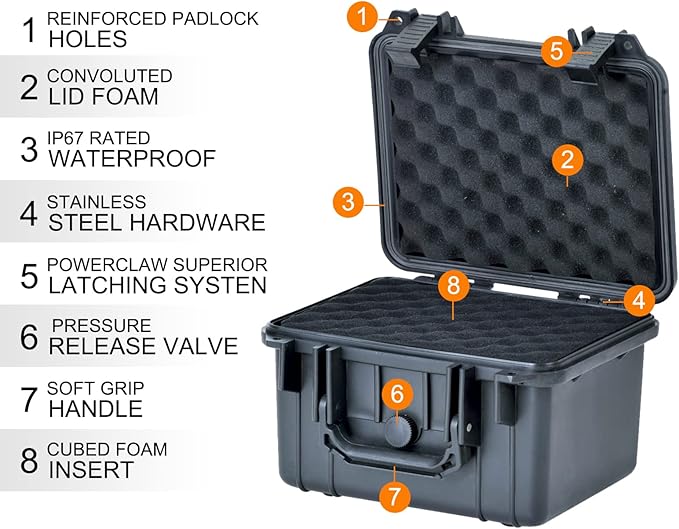 MEIJIA Portable All Weather Waterproof Camera Case With Foam,Fit Use of Drones,Camera,Equipments,Elegant Black,10.62 x9.68x6.87inches - Image 2