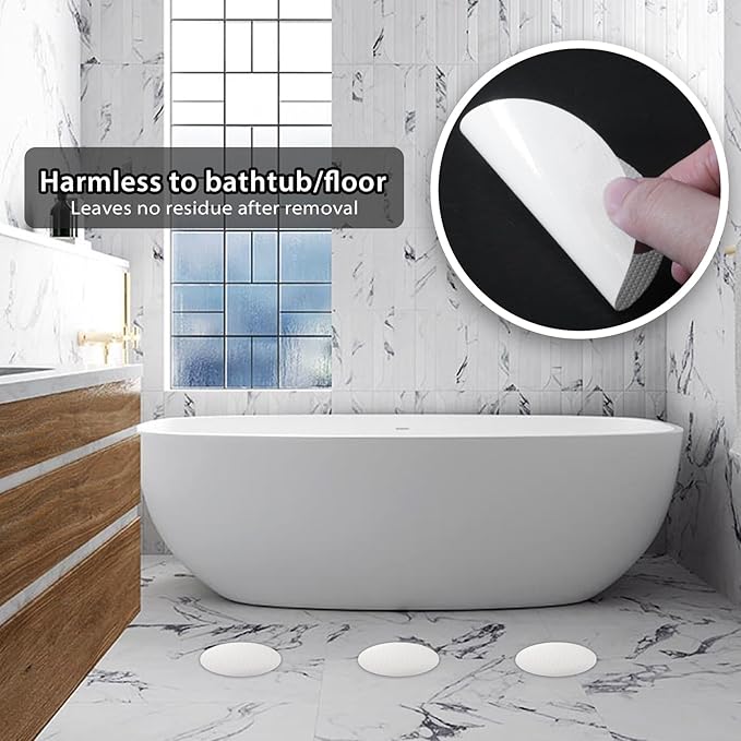 24 PCS Bathtub Non Slip Stickers White Adhesive Decals Round Shape Anti Slip Shower Stickers Bath Non Slip Stickers for Floor Bathroom Stairs Ladders with Scraper - Image 2