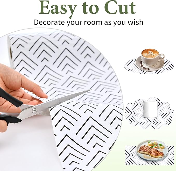 Shelf Liner for Kitchen Cabinets Non Adhesive Drawer Liner Non-Slip Thickened Shelf Liner Paper Strong Easy to Clean for Tool Box Refrigerator with Knife and Tape Measure, Black Arrow, 11.8 x 236.2 IN - Image 5