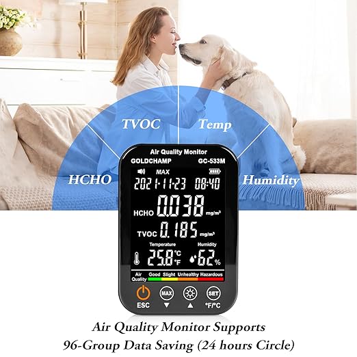 Air Quality Monitor Indoor, 4-in-1 Accurate Air Quality Detector with HCHO | TVOC | Temperature (℃/℉) | Humidity Sensor Air Analyzer with Digital LCD Screen, Sound Alarm for Home, Cars, Plants - Image 6