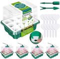 5 Packs Seed Starter Tray with Grow Light, Reusable Pop-Out Seed Starter Kit, 60 Cells With Humidity Domes, Indoor Gardening Plant Germination Trays for Seeds by Rarello