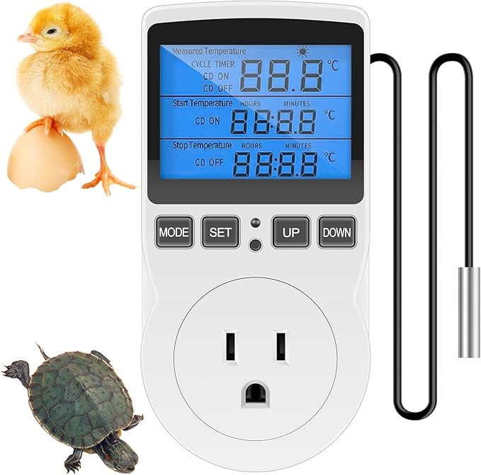 Digital Temperature Controller, 1800W 15A/120V Safe Thermostat Timer Outlet, LCD Display, Heating Cooling Control Timer Outlet Socket, Plug in Temp Controller for Fermenter, Greenhouse by Unknown