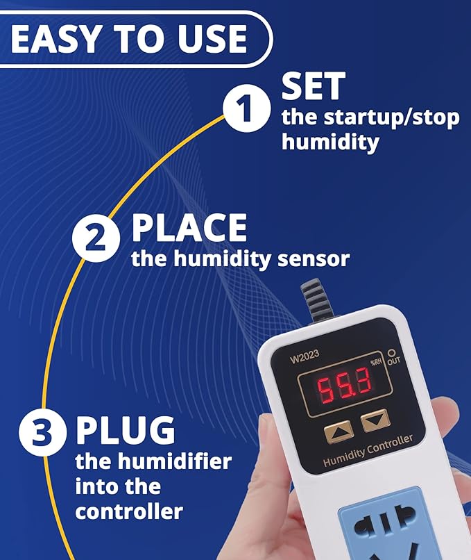 Reptile Humidity Controller, Keeps Reptile Foggers Running Only Within the Preset Humidity Range, Suitable for a Variety of Reptile Humidifiers/Foggers Controlled by the Dial Knob, Easy to Use - Image 3