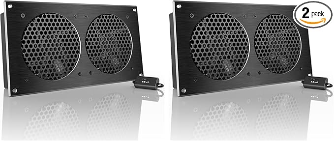 AC Infinity AIRPLATE S7, Quiet Cooling Fan System 12" with Speed Control, for Home Theater AV Cabinets (Pack of 2) by ACInfinity