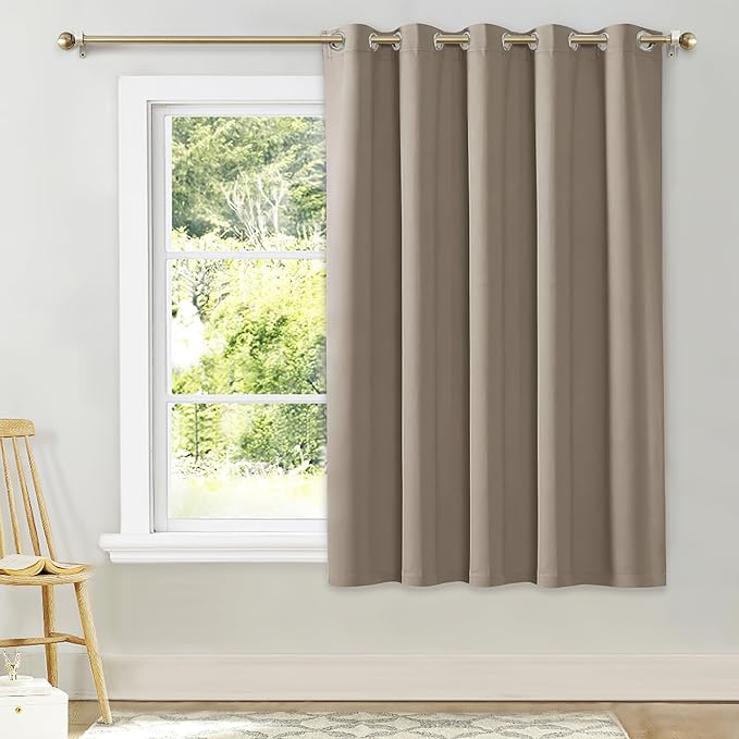NICETOWN Bedroom Window Blackout Curtain Panel, Taupe, 1 Panel, 70 x 63 inch, Thermal Insulated Blackout Drape/Drapery for Loft, Guestroom by NICETOWN