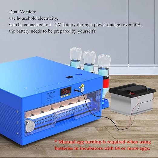 Eggs Incubator for Hatching Eggs, Automatic Egg Turning and Humidity Control, Automatic Water Adding, Egg Candler, Poultry Egg Incubators for Chicken Duck Goose Pigeon Quail (Blue, 128 Eggs) - Image 5