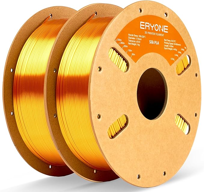 ERYONE Silk PLA Filament for 3D Printer 1.75mm +/- 0.03mm, 2KG Cardboard Spool, Silk Liquid Gold by ERYONE