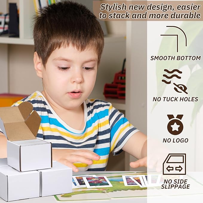 Eaasty 10 Pack Gaming Card Storage Box White Corrugated Cardboard Box Craft Gifts for Gaming Accessories Business Literature Mailing Packaging - Image 7