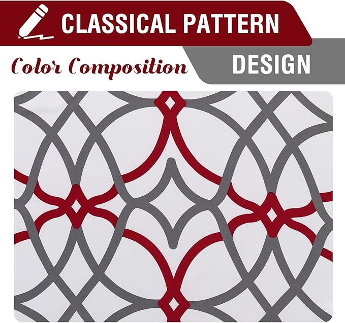 H.VERSAILTEX Blackout Curtains 96 inch Length 2 Panels Set Thermal Curtains & Drapes Window Treatment Noise Reducing Geometric Modern Grommet Living Room Curtains for Bedroom - Burgundy and Gray - Image 6