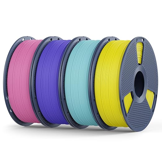 Matte PLA Filament 1.75mm, 4kg(8.8lbs) SUNLU 3D Printer Filament, Matte Surface Texture, No Clogging, Less Brittle, Pink+Lavender Purple+Light Blue+Yellow by YOOPAI