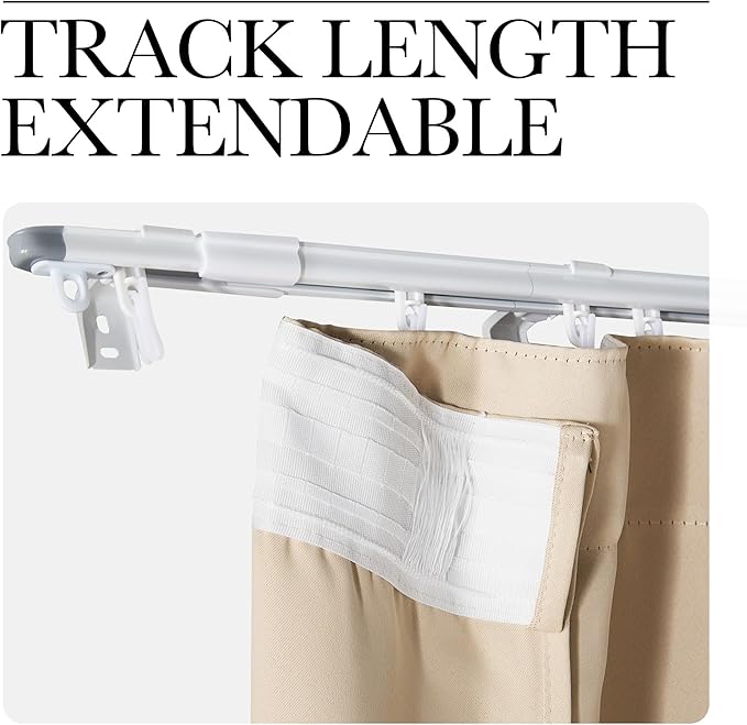 NICETOWN Doorway Curtain & Track Set, Privacy Room Darkning French Door Curtain with Smooth Track for Closet/Bay, Thermal Insulated Drape for Office/Bedrrom, W 34 x L 80 in, Biscotti Beige, 1 Panel - Image 2