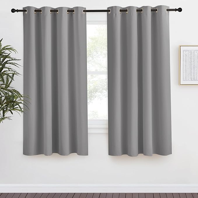 NICETOWN Blackout Curtain & Drape 68 inch Length, 55 inch Wide, Sold by 1 Panel, Silver Grey Color, Noise Reducing Drapery for Living Room/Farmhouse by NICETOWN