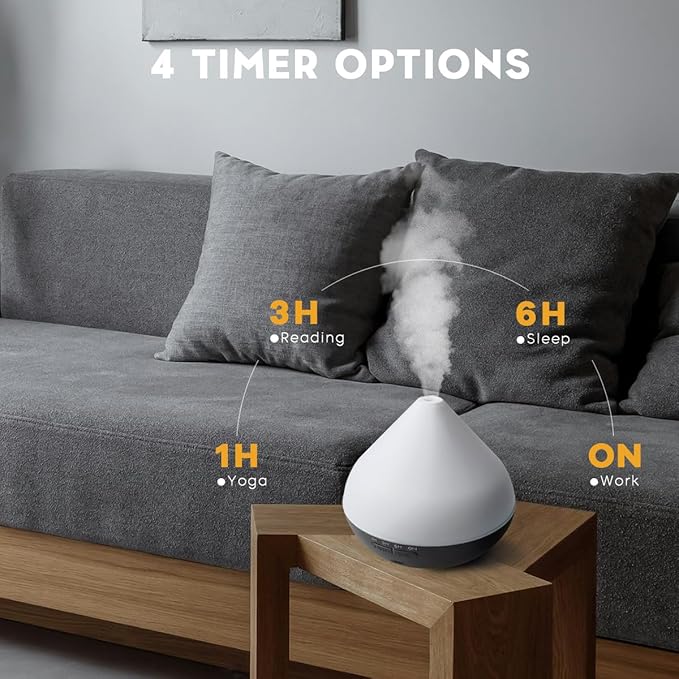 550ml Large Capacity Diffuser with Essential Oils, Aromatherapy Ultrasonic Air Humidifier for Bedroom, 7 LED Lights, Timer and Waterless Auto-Off for Home Decor Gift,Office Spa - Image 5
