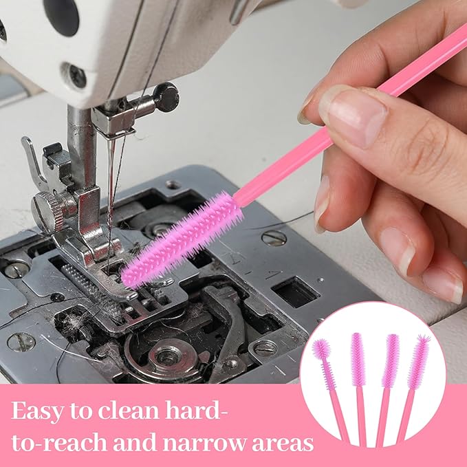 40Pcs Sewing Machine Cleaning Kit, Silicone Small Brushes for Cleaning Small Parts Mini Scrub Brush for Tight Spaces, Ideal for Sewing Machine & Humidifier Crevice Reusable Nook & Cranny Brushes, Pink - Image 5