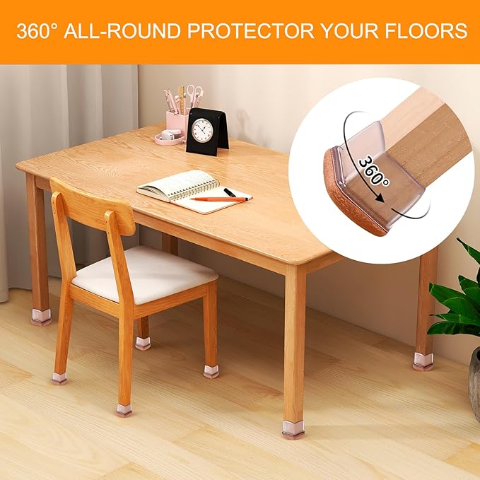 16PCS Extra Large Chair Leg Floor Protectors, Felt Furniture Pads for Hardwood Floors, Square Clear Sofa Bed Dining Table Chair Leg Covers to Protect Floors and Prevent Scratches & Noise(Fit:1.5"-2") - Image 2