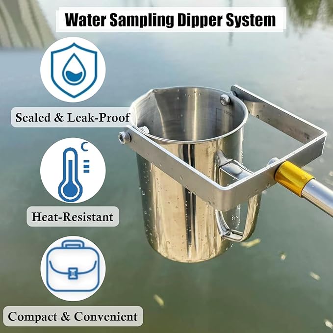 Telescopic Stainless Steel Wa-TER Sampling Pole, Water Sampler,Pendulum Beaker Sampler Ladle,Portable Mud Water Sampling Bucket,for Water Testing, Lab Sampling, Environmental Monitoring - Image 3