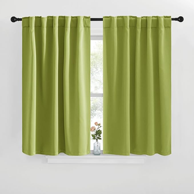 NICETOWN Blackout Curtain Panels for Living Room - (Fresh Green Color) 42x36 inch, 2 Panels Set, Room Darkening Blackout Drapes for Window by NICETOWN